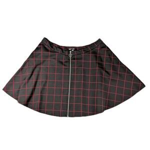 Hot Topic Womens 3XL Black Red Grid Skater Skirt Full Zip Emo Goth Grunge Y2K